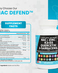 NAC Supplement N-Acetyl Cysteine 1000mg Vitamin D3 K2 Zinc Quercetin 1000mg Sarracenia Purpurea 1000mg with Elderberry Holy Basil Bee Propolis Bromelain L-Lysine Made in USA - 60 Count