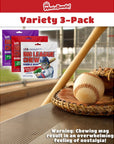 Big League Chew Bubble Gum Variety Pack  Original Grape and Strawberry Flavors  3 Individual 212oz Packets  Fun Baseball Snacks For Parties Teams and Kids  WhataBundle With Pocket Bag