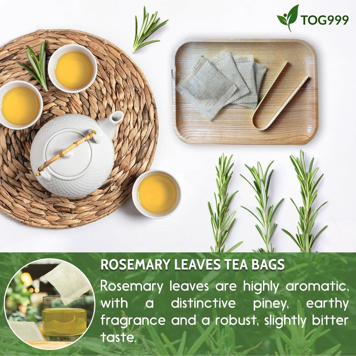 TOG999 25 Rosemary Leaf Tea Bags 100 Natural  Pure from Rosemary Leaves Loose Leaf Rosemary Herbal Tea Rosemary Leaf Tea No Sugar No Caffeine No Gluten Vegan