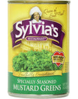 Sylvias SpeciallySeasoned Mustard Greens 145 Ounce Cans Pack of 12