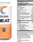 CELSIUS HEAT Orangesicle Performance Energy Drink Zero Sugar 16oz Can Pack of 12