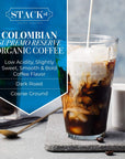 Organic Cold Brew Coffee Coarse Ground 1 LB  Colombian Supremo Reserve Flavor Dark Roast Coarse Grind  100 Arabica Beans  Handcrafted Single Origin Micro Roast Direct Trade  By Stack Street