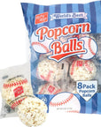 Kathy Kaye Baseball Themed Popcorn Balls Individually Wrapped Salty Snacks Sports Party Favor 8 Pieces Included 8oz