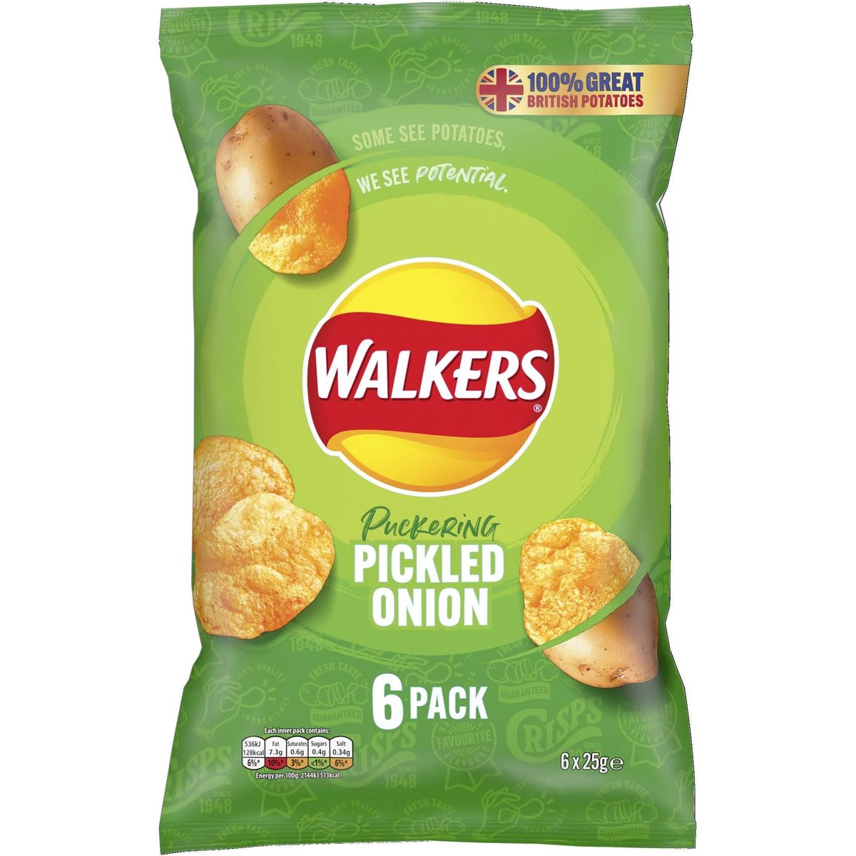 Walkers Pickled onion 6 pack - 25g