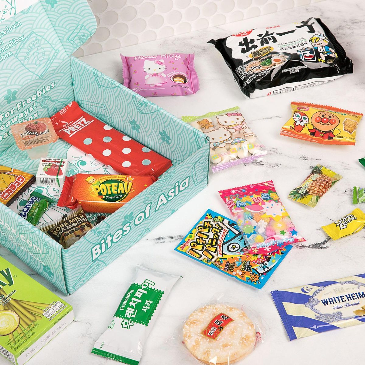 Mashi Box Asian Dagashi Snack Surprise Mystery Box 25 Pieces w 3 FULL SIZE Items Including Drink Instant Noodle Assortment of Chinese Korean Japanese Sweet and Savory Snacks Candy Food