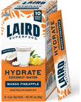 Laird Superfood Hydrate Coconut Water  Electrolyte Drink Mix  Mango Pineapple 10 Single Serve Sticks  0g Added Sugar  No Artificial Ingredients  Onthego Hydration