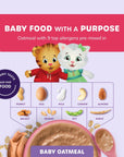 Ready, Set, Food! Organic Baby Oatmeal Cereal | Daniel Tiger Peanut Butter Strawberry | Organic Baby Food with 9 Top Allergens | Unsweetened | Fortified with Iron | 15 Servings