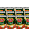 Del Monte Canned Diced Tomatoes with Basil Garlic Oregano and No Added Salt 145 Ounce Pack of 12