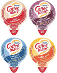 Coffee mate Liquid 375oz Variety Pack 4 Flavor 100 Count includes Original French Vanilla Hazelnut Italian Sweet Crème  By The Cup Sugar Packets