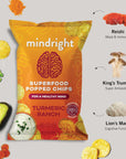 MINDRIGHT Superfood Vegan Nootropic Snack Family Sized Popped Chips - Gluten Free Non-Gmo Gut Healthy - Brain Food Healthy Snack To Help Enhance Mood, Energy & Focus (Tumeric Ranch 4oz, 4 Pack)