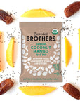 Bearded Brothers Organic Vegan Energy Bars - Gluten & Soy Free, Paleo, Whole 30 | Non GMO, Low Glycemic, High Protein, Fiber | 12pk Coconut Mango