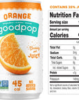 Goodpop Just Juice  Sparkling Water  24 pack  75OZ  Orange