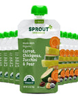 Sprout Organic Baby Food, Stage 2 Pouches, Carrot & Chickpea Plant Powered Protein, 3.5 Oz Purees (Pack of 12)