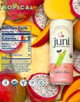 Juni Sparkling Tea with Adaptogens Tropical Tea Zero Sugar 5 Calories Organic Iced Tea Natural Caffeine from Green Tea Vegan Adaptogen Drink 12 Fl Oz Cans 12Pack