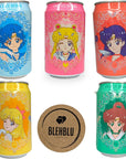 Ocean Bomb Carbonated Water Sailor Scouts Anime Collectible Can Drink Moon Mercuty Mars Jupiter Venus with 1 Blehblu Coaster