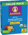 Annie's Organic Building Blocks Fruit Flavored Snacks, Assorted Fruit Flavors, Gluten Free, 22 Pouches, 15.4 oz.