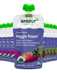 Sprout Organic Baby Food, Stage 4 Toddler Pouches, Purple Carrot Veggie Power Pack, 4 Oz Purees (Pack of 12)