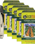 Organic Yerba Mate 24 Tea Bags  Unsmoked Yerba Mate With Caffeine With Moofin Silver Ss Tea Bag Squeezer  AntioxidantRich For Focus  Mental Clarity Green Tea Energy Drink  Pack Of 5