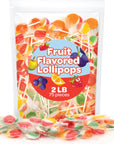 Fruit Lollipops Hard Candy Bulk Pack 2 Pounds 75 Count Party Favors Pinata Stuffers