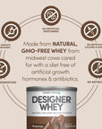 Designer Wellness Designer Whey Natural 100% Whey Protein Powder with Probiotics , Fiber, and Key B-Vitamins for Energy, Gluten-free, Non-GMO, Gourmet Chocolate 12 oz