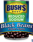 BUSHS BEST Reduced Sodium Black Beans Source Of Plant Based Protein And Fiber Low Fat Gluten Free 16 oz