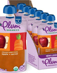 Plum Organics Stage 2 Organic Baby Food - Apple and Carrot - 4 oz Pouch (Pack of 6) - Organic Fruit and Vegetable Baby Food Pouch