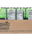 Zevia Zero Calorie Energy Drink Strawberry Kiwi 120mg Caffeine Zero Sugar NonGMO 12 Fl Oz Pack of 12