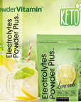 PowderVitamin Electrolytes Powder Plus Keto, Lemonade (100 Servings) 0 Sugar, No Maltodextrin,1000mg Potassium,120mg Calcium,120mg Magnesium, Organic Vitamin C, Zero Calories, Energy Hydration Powder