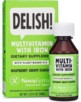 NovaFerrum Delish | Vegan Multivitamin with Iron for Infants, Toddlers & Kids | Immune Support | Organic Plant-Based D-3 | Gluten Free | Vegan Verified | Sugar Free | 1.69 Fl Oz (50 mL)