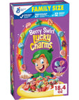 Lucky Charms Berry Swirl Breakfast Cereal with Marshmallows Kids Breakfast Cereal Made with Whole Grain Family Size 184 oz