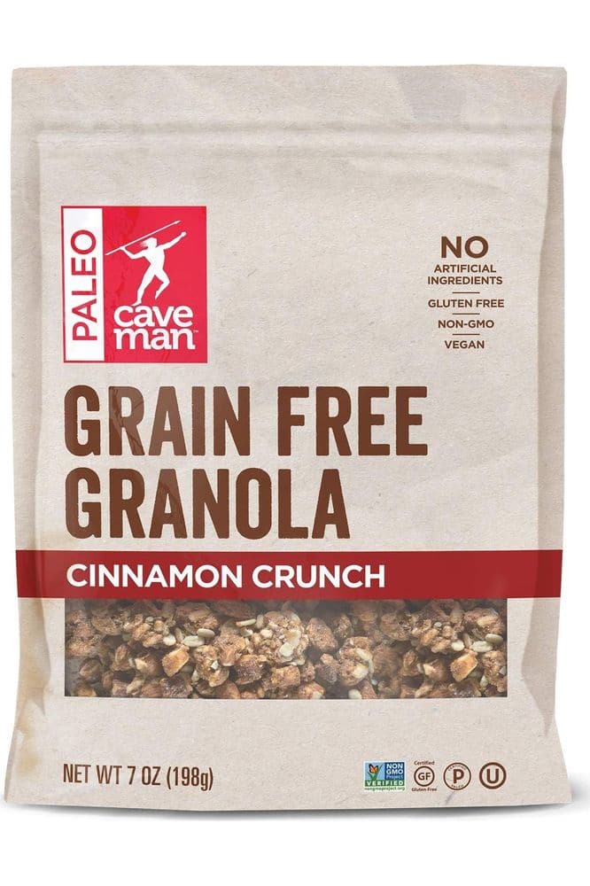 Caveman Foods Grain Free Keto Granola, Cinnamon Crunch Vegan Granola Mix, 7 Ounce Pouch