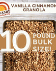 Grandy Organics Vanilla Cinnamon Granola 10 Pound Bulk Bag Certified Organic Gluten Free NonGMO Kosher Plant Based Protein Granola