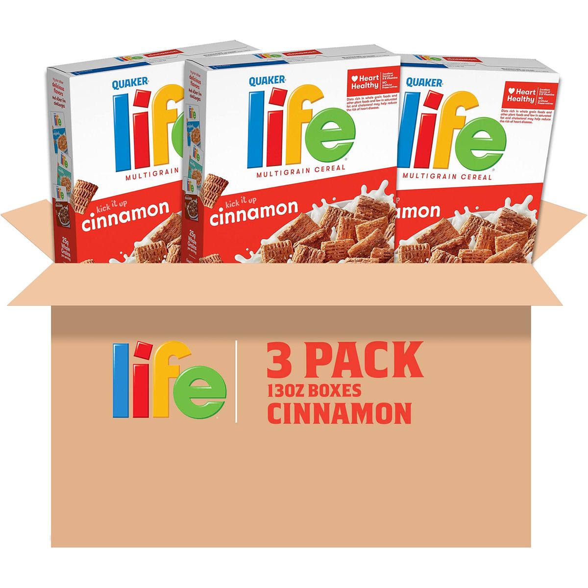 Life Breakfast Cereal, Cinnamon, 13 Ounce (Pack of 3)