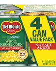 Del Monte Fresh Cut Golden Sweet Whole Kernel Corn With No Added Salt 41525 Oz Can 1525 Oz Pack Of 4