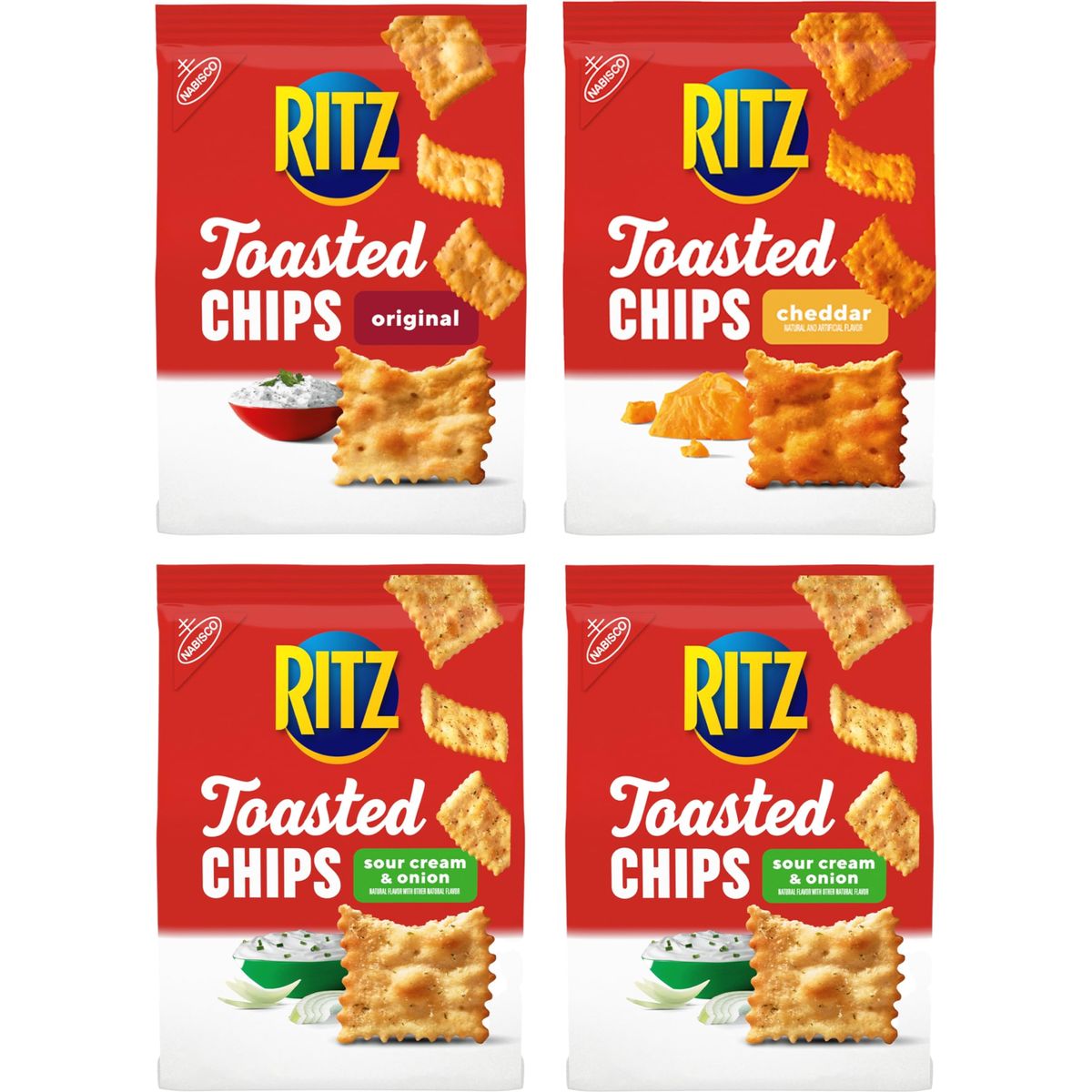 RITZ Toasted Chips Variety Pack with Cheddar Sour Cream and Onion and Original Crackers