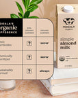 Mooala Organic Simple Almond Milk 32oz  3 Ingredient Shelf Stable No Gums No Oils No Fillers Unsweetened NonGMO No Additives Dairy Free Plant Based Milk 6 pack