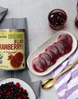 Woodstock Organic Jellied Cranberry Sauce 14 Oz Rich  Smooth Cranberry Jellied Sauce with Moofin Golden SS Spoon  Perfect for Festive Dinners Vibrant  Natural Flavor NonGMO Versatile Cranberr