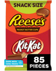 REESE'S and KIT KAT Milk Chocolate Assortment Snack Size, Individually Wrapped Candy Bulk Variety Bag, 44.23 oz (85 Pieces)