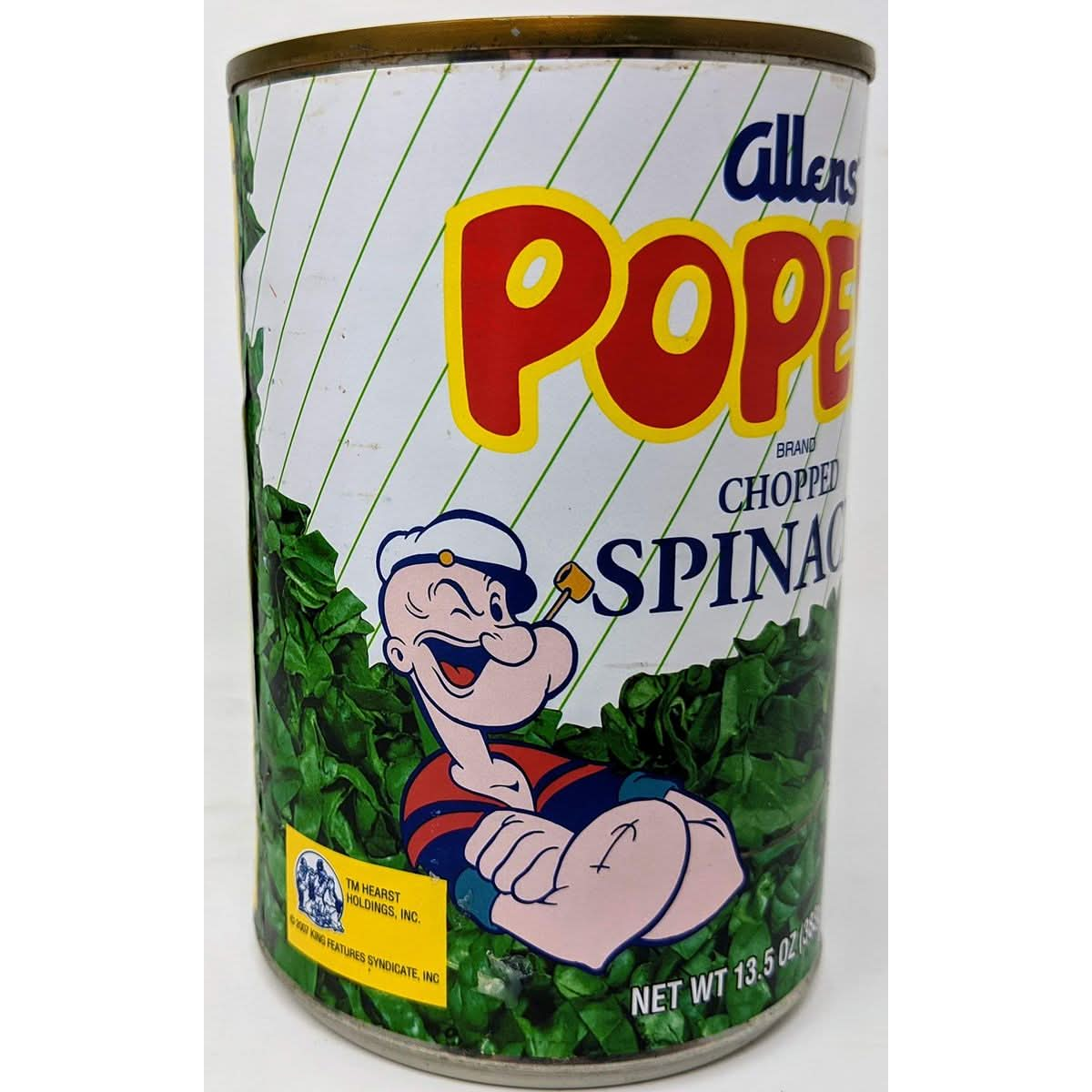 Allens Popeys Chopped Spinach Bundle  6 X 135 Oz Cans of Allens Popeye Chopped Spinach With Recipe Sheet