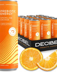 DECIBEL Prebiotic Energy Drink  Healthy Functional Energy Supports Gut Health and Digestion with 5g of Prebiotic Fiber No Added Sugar No Artificial Ingredients Orange 12 Cans