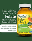 MegaFood Baby & Me 2 Prenatal Vitamin and Minerals - Vitamins for Women - with Folate (Folic Acid Natural Form), Choline, Iron, Iodine, and Vitamin C, Vitamin D and more - 120 Tabs (60 Servings)