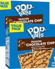 Pop Tarts Chocolate Chip Flavour 2 Box SimplyComplete Bundle 32 Total for Kid Snacks Value Pack Snacking at Home School Office or with Friends Family