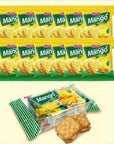 Mango Flavor Cream Cracker Sandwich, Butter, and Tropical Mango-Flavored Rich Cream Cookies Asian Snack 12pcs/1pack