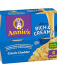 Annies Classic Cheddar Deluxe Rich and Creamy Microwave Mac  Cheese with Organic Pasta 4 Ct 26 OZ Cups