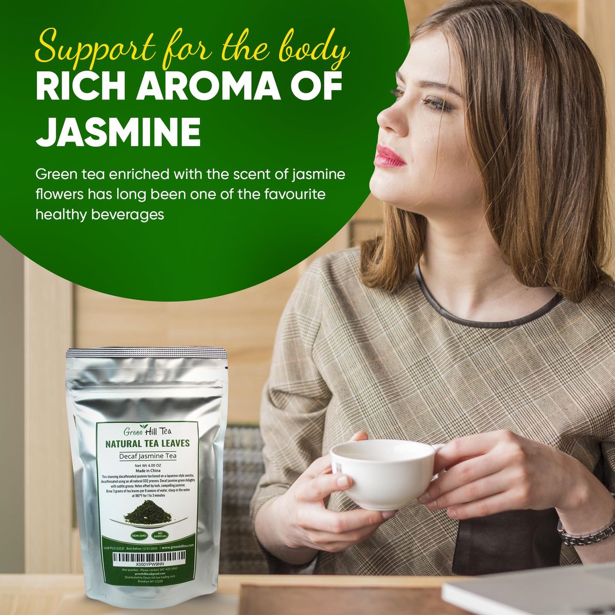 Decaf Jasmine Tea Green Tea Perfect beverage who wish for CaffeineFree Tea  4 Oz Bag