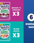 Welch’s Zero Sugar Fruity Bites, Variety Fruit Snacks Pack with Berries 'N Cherries & Island Fruit, Gluten Free, 3 oz (Pack of 6)