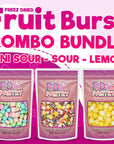 Freeze Dried Candy 3 Pack  Fruit Crunch Sour Lemon Crunch Fruit Burst Mini Sour Variety Gift Bundle  45 oz  3 Pack  Treat Snack Sampler Set Assortment