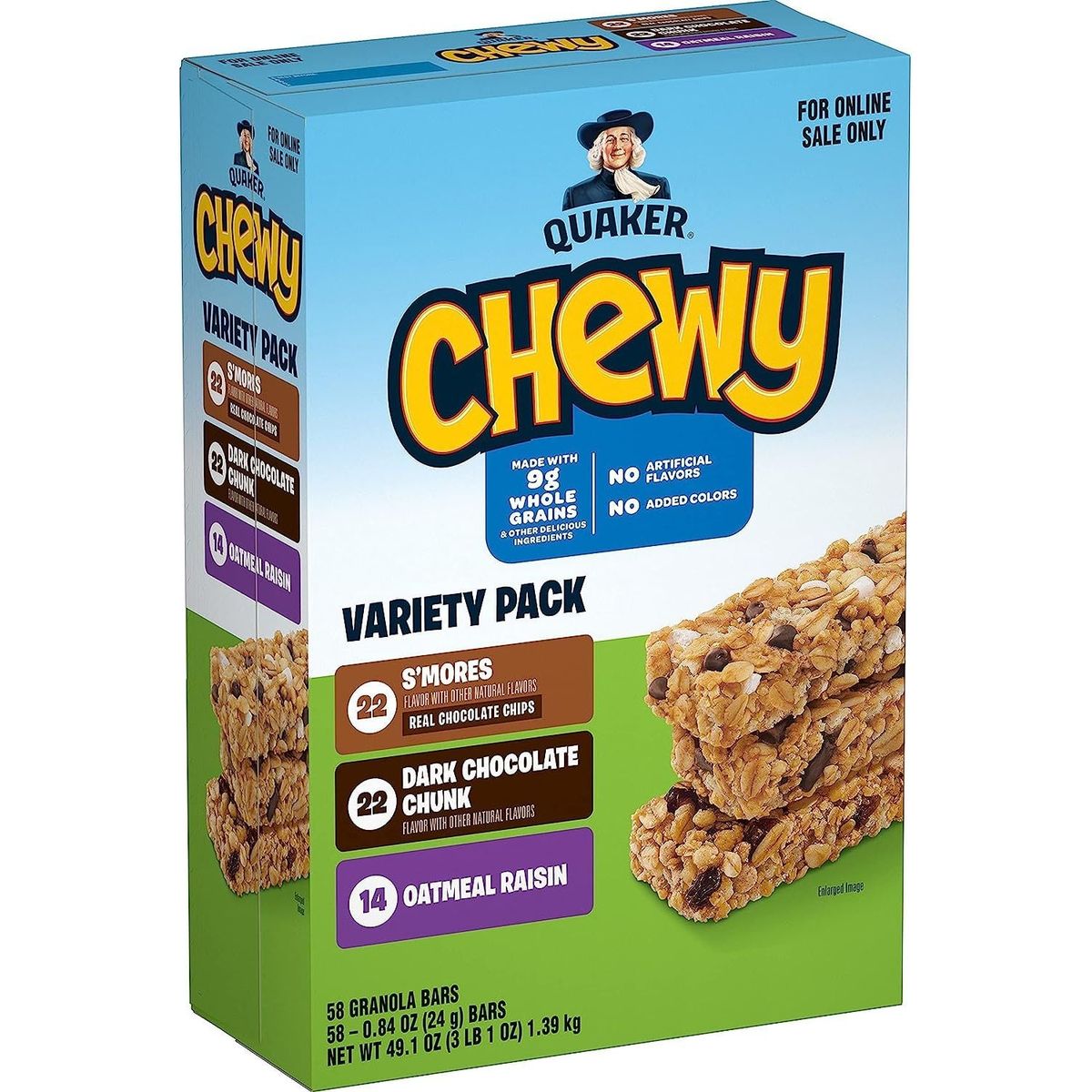 Quaker Chewy Granola Bars, 3 Flavor Back-to-School Variety Pack, 58 Count