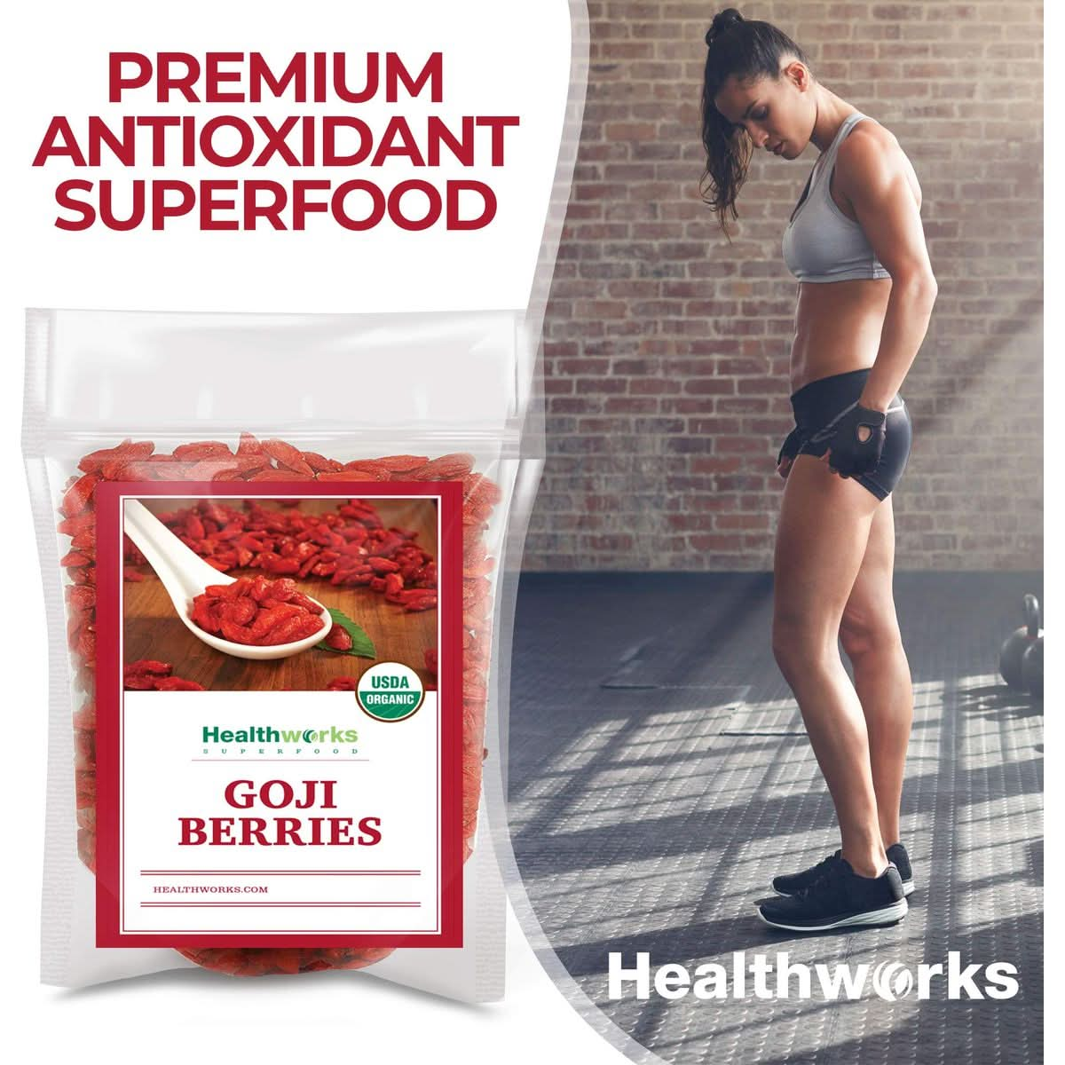 Healthworks Raw Goji Berries 16 Ounces  1 Pound  Certified Organic  SunDried  Keto Vegan  NonGMO  Baking Teas  Smoothies  Antioxidant Superfood