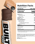 BUILT Protein Bars Cinnamon Churro Puff 12 count Protein Snacks with 17g of Protein Collagen Gluten Free Chocolate Protein Bar with only 140 calories  6g sugar Perfect On The Go Protein Snack